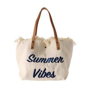 Large Letter Solid Color Streetwear Canvas Tote Bag - White